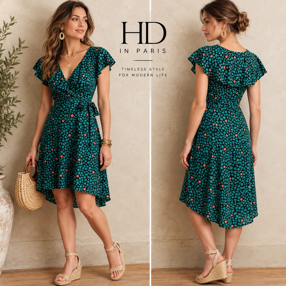 ANTHROPOLOGIE HD IN PARIS Women's Midi Dress US4 Flutter Sleeve Floral Bohemian